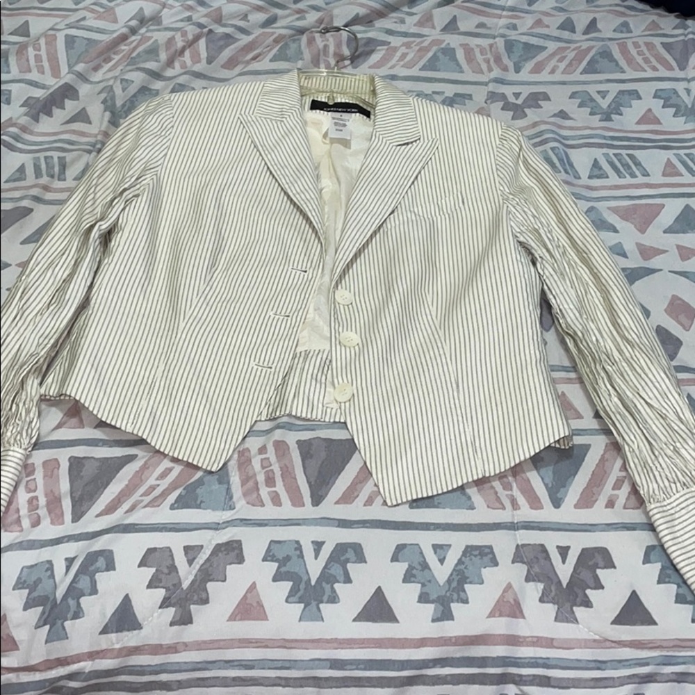 Jones New York Striped Cream blazer
